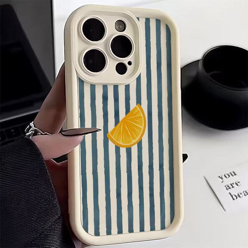 Xiaomi Redmi Note 14 - Gestreept Citroenschijfje Patroon Telefoonhoesje Voor Xiaomi