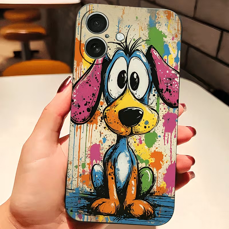 Apple Iphone 15 Pro Max - Graffiti gekleurde puppy TPU telefoonhoesje voor