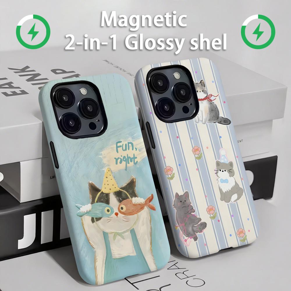 Apple Iphone 16 - Leuke katten en honden Telefoonhoesje Magnetisch