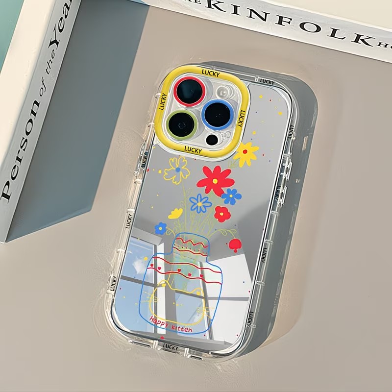 Apple Iphone 16 - Zomerse Daisy Cat Vaas Design Spiegel