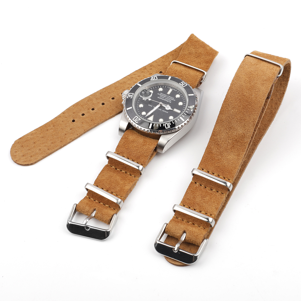 Nylon Nato Strap - Zachte retro suède lederen band sporthorlogeband