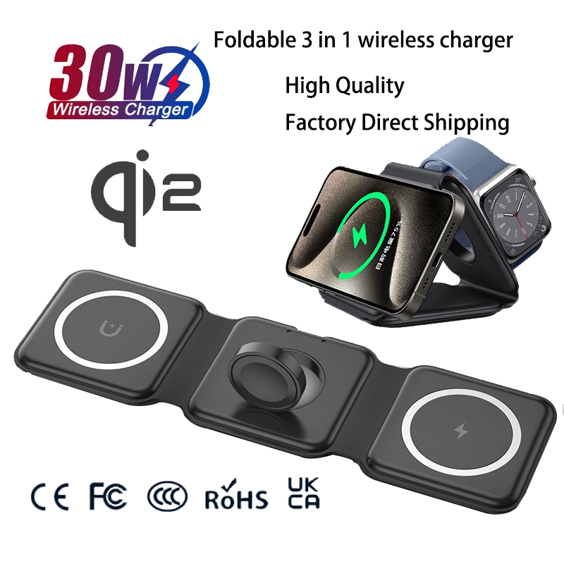 Watch Charger Cable - Universele Qi2 Magnetische Opvouwbare Oplaadstation Reislader