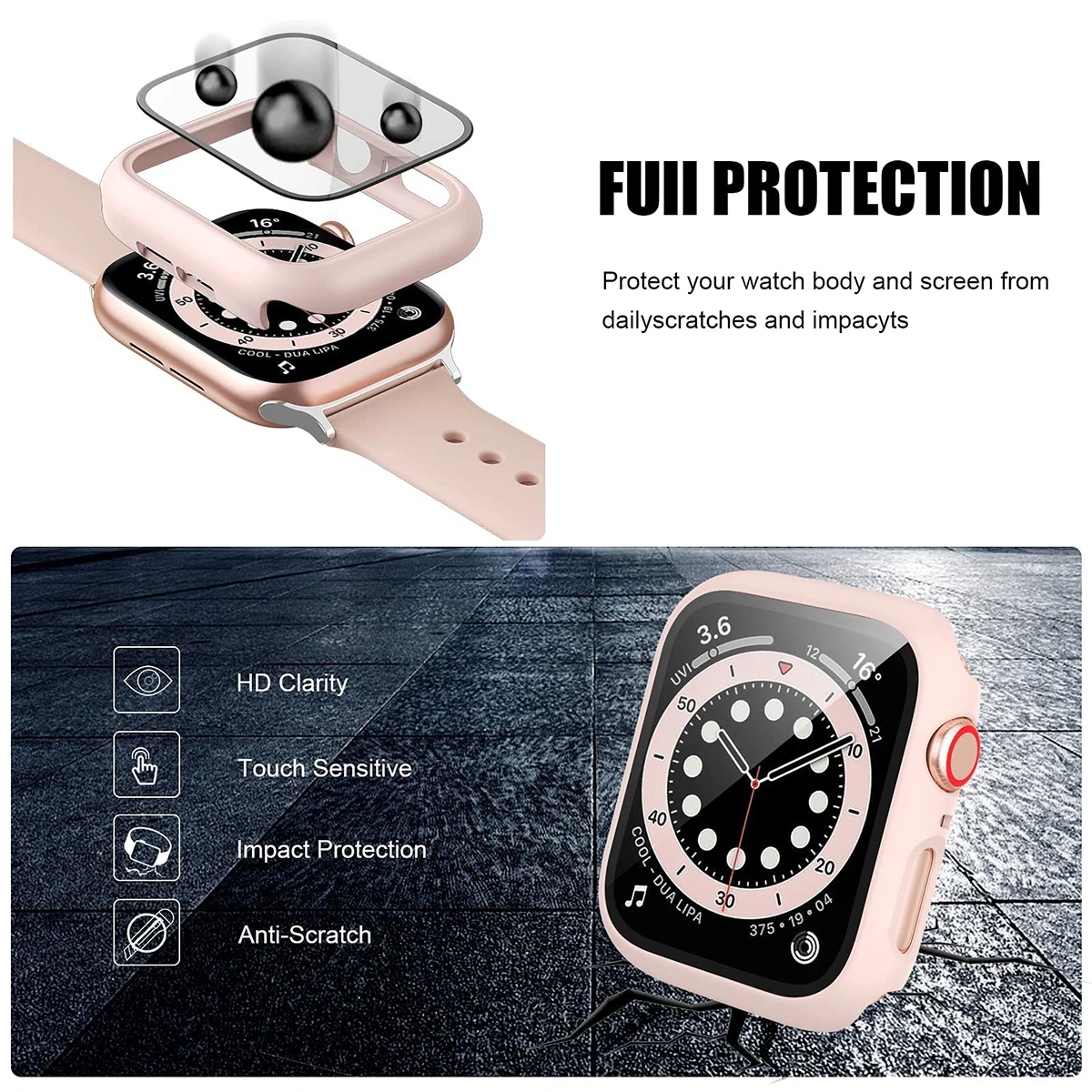 Gehard glas + cover voor Apple - Smartwatch Band Accessories recensie en prijs
